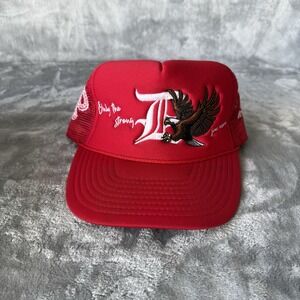 Dropout Hat Cap Snapback Trucker Red Script Eagle Logo Only the Strong Survive